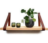 Brute Strength - Soportes de estantería de Cuero - Cognac - 6 Piezas Soportes de Pared - Correas de estantería - Cuero de Grano Entero