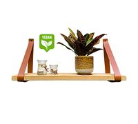 Brute Strength - Soportes de estantería de Cuero PU - Cognac - 6 Piezas Soportes de Pared - Correas de estantería - Soporte de estantería de Cuero sintético