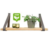 Brute Strength - Soportes de estantería de Cuero PU - Gris - 6 Piezas Soportes de Pared - Correas de estantería - Soporte de estantería de Cuero sintético