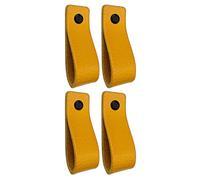 Brute Strength - Tirador de cuero para muebles - Amarillo ocre - 4 piezas - 16,5 x 2,5 cm - Asa de armario, Asa de puerta - Asas de cuero, para cocina, baño, armarios, vestidor, madera
