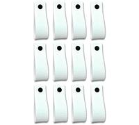 Brute Strength - Tirador de cuero para muebles - Blanco - 12 piezas - 16,5 x 2,5 cm - Asa de armario, Asa de puerta - Asas de cuero, para cocina, baño, armarios, vestidor, madera