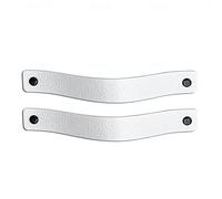 Brute Strength - Tirador de cuero para muebles - Blanco - 2 piezas - 20 x 2,5 cm - Asa de armario, Asa de puerta - Asas de cuero, para cocina, baño, armarios, tocador, madera