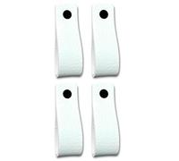 Brute Strength - Tirador de cuero para muebles - Blanco - 4 piezas - 16,5 x 2,5 cm - Asa de armario, Asa de puerta - Asas de cuero, para cocina, baño, armarios, tocador, madera