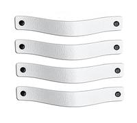 Brute Strength - Tirador de cuero para muebles - Blanco - 4 piezas - 20 x 2,5 cm - Asa de armario, Asa de puerta - Asas de cuero, para cocina, baño, armarios, tocador, madera