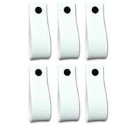 Brute Strength - Tirador de cuero para muebles - Blanco - 6 piezas - 16,5 x 2,5 cm - Asa de armario, Asa de puerta - Asas de cuero, para cocina, baño, armarios, tocador, madera