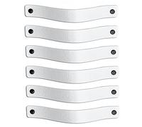 Brute Strength - Tirador de cuero para muebles - Blanco - 6 piezas - 20 x 2,5 cm - Asa de armario, Asa de puerta - Asas de cuero, para cocina, baño, armarios, tocador, madera