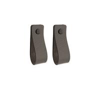 Brute Strength - Tirador de cuero para muebles - Gris oscuro - 2 unidades - 16,5 x 2,5 cm - Asa de armario, Asa de puerta - Asas de cuero, para cocina, baño, armarios, vestidor, madera