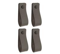 Brute Strength - Tirador de cuero para muebles - Gris oscuro - 4 piezas - 16,5 x 2,5 cm - Asa de armario, Asa de puerta - Asas de cuero, para cocina, baño, armarios, vestidor, madera