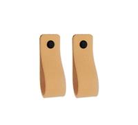 Brute Strength - Tirador de cuero para muebles - Natural - 2 piezas - 16,5 x 2,5 cm - Asa de armario, Asa de puerta - Asas de cuero, para cocina, baño, armarios, vestidor, madera