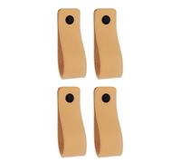 Brute Strength - Tirador de cuero para muebles - Natural - 4 piezas - 16,5 x 2,5 cm - Asa de armario, Asa de puerta - Asas de cuero, para cocina, baño, armarios, tocador, madera