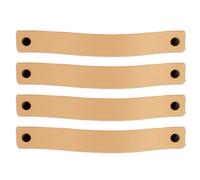 Brute Strength - Tirador de cuero para muebles - Natural - 4 piezas - 20 x 2,5 cm - Asa de armario, Asa de puerta - Asas de cuero, para cocina, baño, armarios, tocador, madera