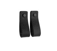 Brute Strength - Tirador de cuero para muebles - Negro - 2 piezas - 16,5 x 2,5 cm - Asa de armario, Asa de puerta - Asas de cuero, para cocina, baño, armarios, vestidor, madera