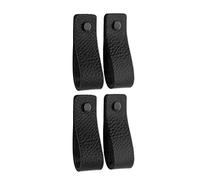 Brute Strength - Tirador de cuero para muebles - Negro - 4 piezas - 16,5 x 2,5 cm - Asa de armario, Asa de puerta - Asas de cuero, para cocina, baño, armarios, tocador, madera