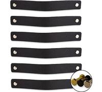 Brute Strength - Tirador de cuero para muebles - Negro - 6 piezas - 20 x 2,5 cm - Asa de armario, Asa de puerta - Asas de cuero, para cocina, baño, armarios, tocador, madera