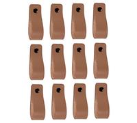 Brute Strength - Tirador de cuero para muebles - Taupe - 12 piezas - 16,5 x 2,5 cm - Asa de armario, Asa de puerta - Asas de cuero, para cocina, baño, armarios, vestidor, madera