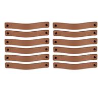Brute Strength - Tirador de cuero para muebles - Taupe - 12 piezas - 20 x 2,5 cm - Asa de armario, Asa de puerta - Asas de cuero, para cocina, baño, armarios, tocador, madera