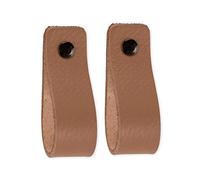 Brute Strength - Tirador de cuero para muebles - Taupe - 2 piezas - 16,5 x 2,5 cm - Asa de armario, Asa de puerta - Asas de cuero, para cocina, baño, armarios, vestidor, madera