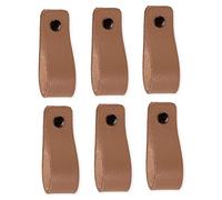 Brute Strength - Tirador de cuero para muebles - Taupe - 6 piezas - 16,5 x 2,5 cm - Asa de armario, Asa de puerta - Asas de cuero, para cocina, baño, armarios, tocador, madera