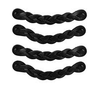 Brute Strength - Tirador de cuero para muebles - Trenzado - Negro - 4 piezas - 16,5 x 2,5 cm - Asa de armario, Asa de puerta - Asas de cuero, para cocina, baño, armarios, tocador, madera