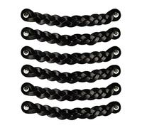Brute Strength - Tirador de cuero para muebles - Trenzado - Negro - 6 piezas - 20 x 2,5 cm - Asa de armario, Asa de puerta - Asas de cuero, para cocina, baño, armarios, tocador, madera