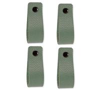Brute Strength - Tirador de cuero para muebles - Verde Pálido -4 piezas - 16,5 x 2,5 cm - Asa de armario, Asa de puerta - Asas de cuero, para cocina, baño, armarios, tocador, madera
