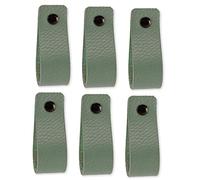 Brute Strength - Tirador de cuero para muebles - Verde Pálido -6 piezas - 16,5 x 2,5 cm - Asa de armario, Asa de puerta - Asas de cuero, para cocina, baño, armarios, tocador, madera