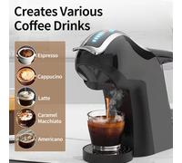 Brutelle-máquina de café en cápsulas 5 en 1, 19 bar, totalmente automática, pequeña, uso doméstico, tanque de agua extraíble de 1L, Compatible con Universal, 1450W Negro