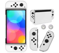 bruximly Funda acoplable para Nintendo Switch OLED modelo 2021, funda protectora de TPU suave para consola Switch OLED y controlador Joy-con con 2 agarres para el pulgar