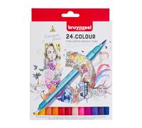 Bruynzeel Creatives Fineliner/Brush Pen Set de 24 Colores | Rotuladores de doble punta para escribir, dibujar y colorear libros para adultos