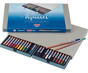 Bruynzeel Design Juego de 24 lápices de acuarela profesionales + pincel | Lápices de artista solubles en agua para dibujar, colorear y pintar