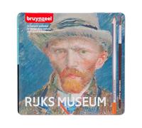 Bruynzeel & Rijksmuseum Set de 24 Lápices de Acuarela Profesionales + Pincel en Lata para Dibujar y Colorear | Vincent van Gogh
