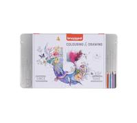 Bruynzeel Set para colorear, 70 piezas | 32 de colores, 18 acuarelas, 12 metalizados, 4 lápices de grafito, pincel, 2 sacapuntas + goma de borrar