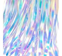 Brvozify 1m x 2 m Cortinas de espumillón metálicas, 2 Piezas Cortinas de borlas de Papel de Aluminio, para decoración de Fiesta de cumpleaños, Escuela, graduación, Despedida de Soltera