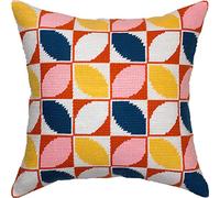 Brvsk Kit de punto de aguja ornamental para adultos y principiantes, patrón de la edad dorada de 40.6 x 40.6 cm con diseño impreso claro y preciso en lienzo de algodón; incluye 2 agujas, hilo y tabla