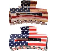 Brxmpn 2 Pinzas para Cabello con Diseño De Bandera De EE. UU., Ideales para 4 De Julio. Pinzas Patrióticas para Fiestas Temáticas del Día De Independencia Y Ocasiones Especiales.