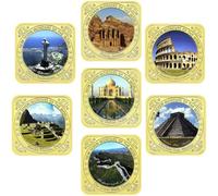 Brxmpn 7 Monedas De Recuerdo De Siete Maravillas, Monedas con Relieve De Arte Arquitectónico, Monedas Conmemorativas para Festivales Históricos Y Culturales, Recuerdos Coleccionables.