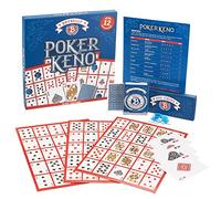 Juego de póquer Keno con cartas y fichas - Juego de mesa de casino familiar para adultos, regalo nocturno incluye baraja de cartas, 12 tableros, 200 fichas de bingo