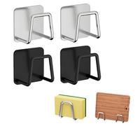 Bryn 4 soportes para esponjas de fregadero de cocina, 5 x 5 cm, porta esponja de cocina de acero inoxidable 304, para fregadero de cocina, soporte de esponja para fregadero de cocina (2 negro + 2
