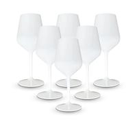 BRYNA - Set 6 Piezas Vasos Copa Vino 33 n Policarbonato (Plástico Rígido), 100% Diseño Italiano, Vasos Irrompibles, Copas Vino Reutilizables y Lavables en Lavavajillas, Blanco