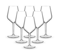 BRYNA - Set 6 Piezas Vasos Copa Vino 33 n Policarbonato (Plástico Rígido), 100% Diseño Italiano, Vasos Irrompibles, Copas Vino Reutilizables y Lavables en Lavavajillas, Transparente