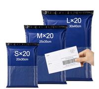 Brysalis 60 Piezas Bolsas para Envíos Autoadhesivo, Opacas Sobres para Envio de Ropa, Sobres Embalaje Libros Impermeables, Bolsas Sobre Correo Plástico para Regalos, Embalar(Azul, 3 Tamaños, S/M/L)