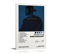 Bryson Tiller - Póster de aniversario de moda con portada de álbum de música en lienzo para decoración de pared, 20 x 30 cm, estilo marco-1