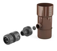BRYZA® Desagüe para depósito de agua de lluvia DN Ø 63 mm, marrón, tanque de agua de lluvia Speedy colector de agua de lluvia para bajantes, manguera de jardín, conexión rápida