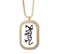 bs inscriptions - Collar con colgante de tigre del zodiaco chino con diamantes y cristales, joyería dorada