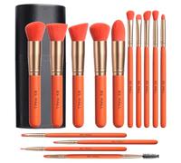 BS-MALL Juego de 14 brochas de maquillaje con estuche: brocha para base, corrector, brocha para rubor y aplicación impecable, kit completo de brochas cosméticas de lujo para viajes y uso diario