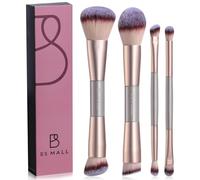 BS-MALL Juego de 4 brochas de maquillaje portátiles de doble punta, brocha de lujo para sombra de ojos, brocha correctora, brocha para rubor y brocha de base para uso diario ligero multiusos (oro