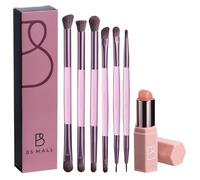BS-MALL Juego de 6 brochas de maquillaje de doble punta con pincel de silicona para labios, brocha para sombra de ojos, brocha correctora, brocha de colorete para una aplicación uniforme, brochas de