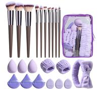 BS-MALL Juego de brochas de maquillaje de 23 piezas con esponja para dedos, herramientas esenciales, juego de viaje