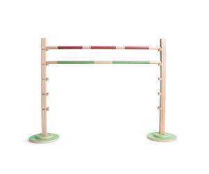 BS Toys Barrera de obstáculos - Obstáculo de salto de madera FSC - Hobby Horse Barrera para niños - Obstáculo de altura ajustable para saltar - Juguete para exteriores a partir de 6 años