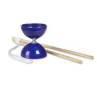 BuitenSpeel B.V. BS Toys Diabolo - Juguete de Circo - Juego de Coordinación - Juego para Exteriores - Adecuado para Niños Desde 6 Años - Palos de Madera - Plato Azul para Malabares - 43 x 11 x 18 cm